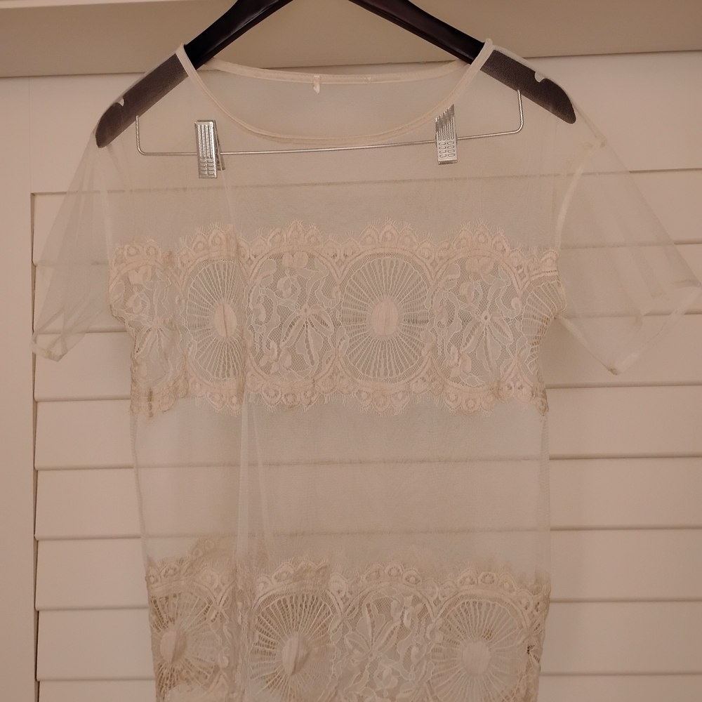 Elegant Lace Sheer Blouse - Cream